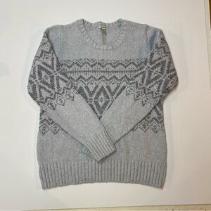 LL BEAN‎ CLASSIC CREW NECK SWEATER GREY LONG SLEEVE  100% COTTON - SMALL PETITE